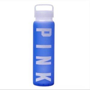 Victoria's Secret Pink Glass Water Bottle Cup Blue